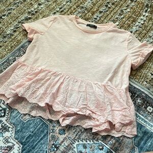 ruffle bottom pink top